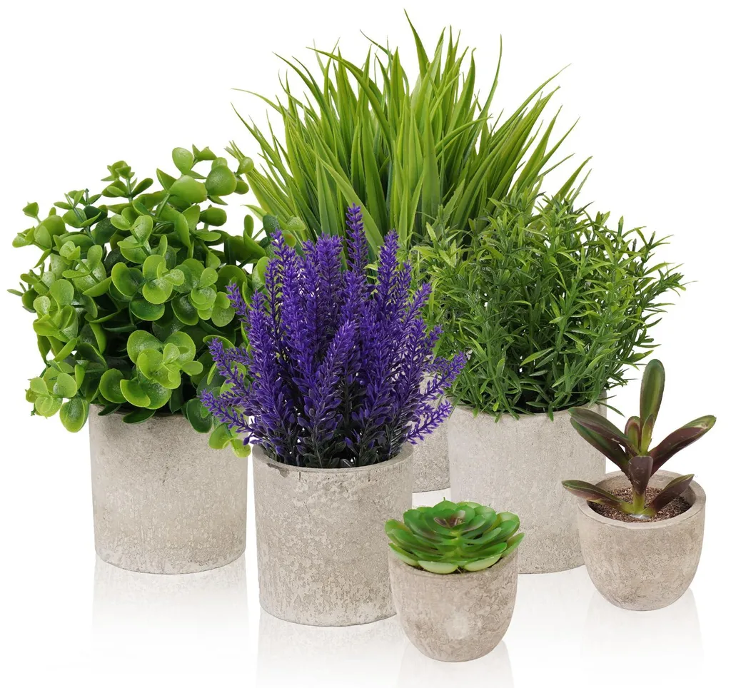 Petites plantes artificielles réalistes, lot de 6 pour décoration intérieure