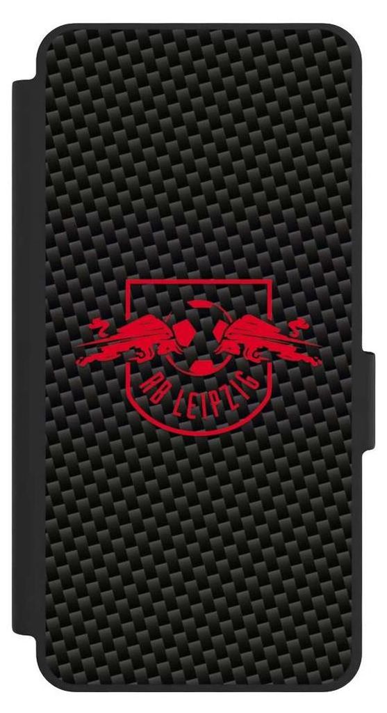 NIVOCASE Klapphülle für Samsung Galaxy S26 Handyhülle aus Kunst Leder NIVOflip schwarz Carbon Offizielles Lizenzprodukt RB Leipzig