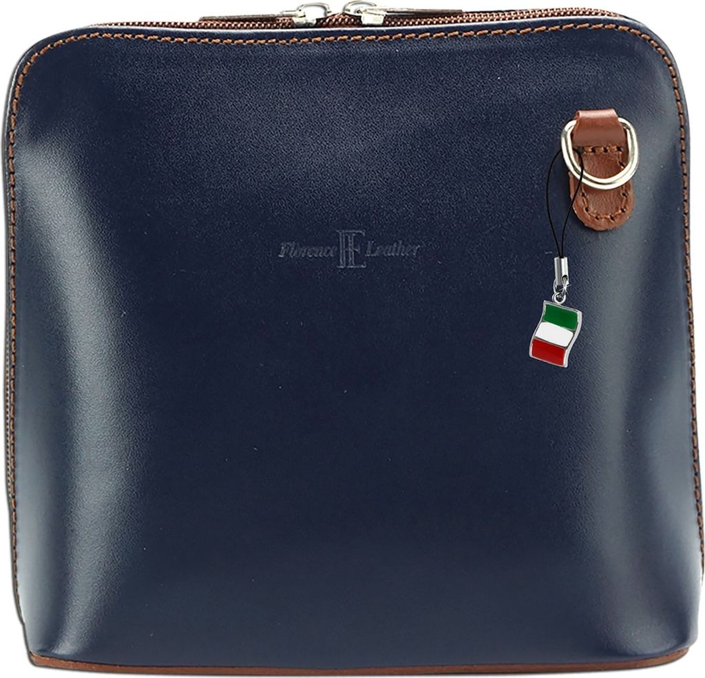 Florence Echtleder glatt Damen Abendtasche blau braun OTF109B