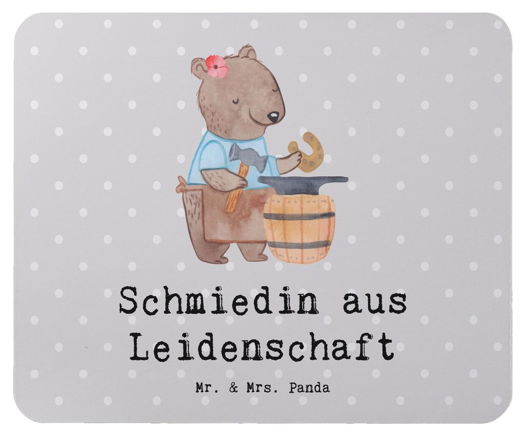 Mr. & Mrs. Panda Mauspad Schmiedin Leidenschaft - Grau Pastell - Geschenk, mousematte, laptop, Mousepad, Mouse Pad