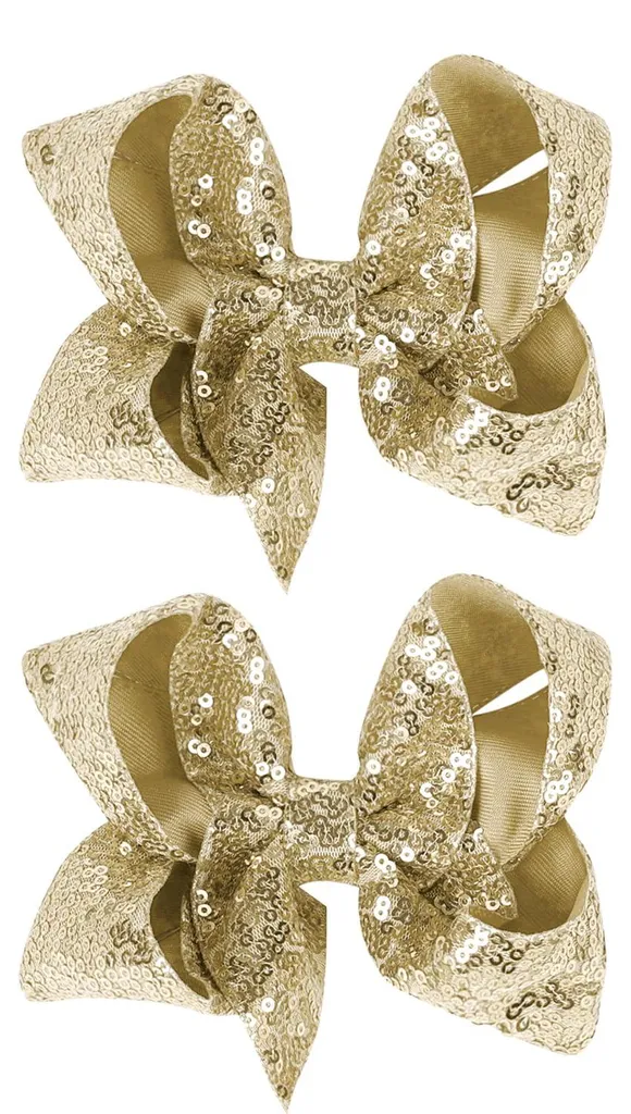 Barrettes dorées brillantes : nœuds pour cheveux de 12,5 cm or et chic