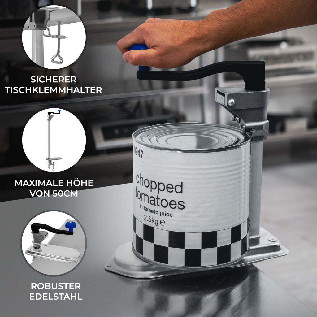 Wiltec Ouvre-Boîte Professionnel De Table – Ouvre-Conserves Manuel Robuste En Fonte & Acier Trempé, Pour Boîtes Jusqu’à 50 Cm, Fixation Serre-Joint Ou Vissage