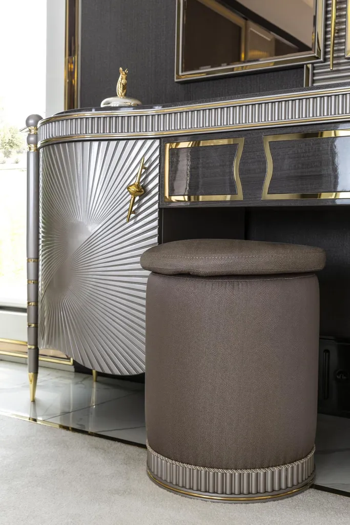 Tabouret Rond Marron Design Moderne en Bois Noble pour la Maison