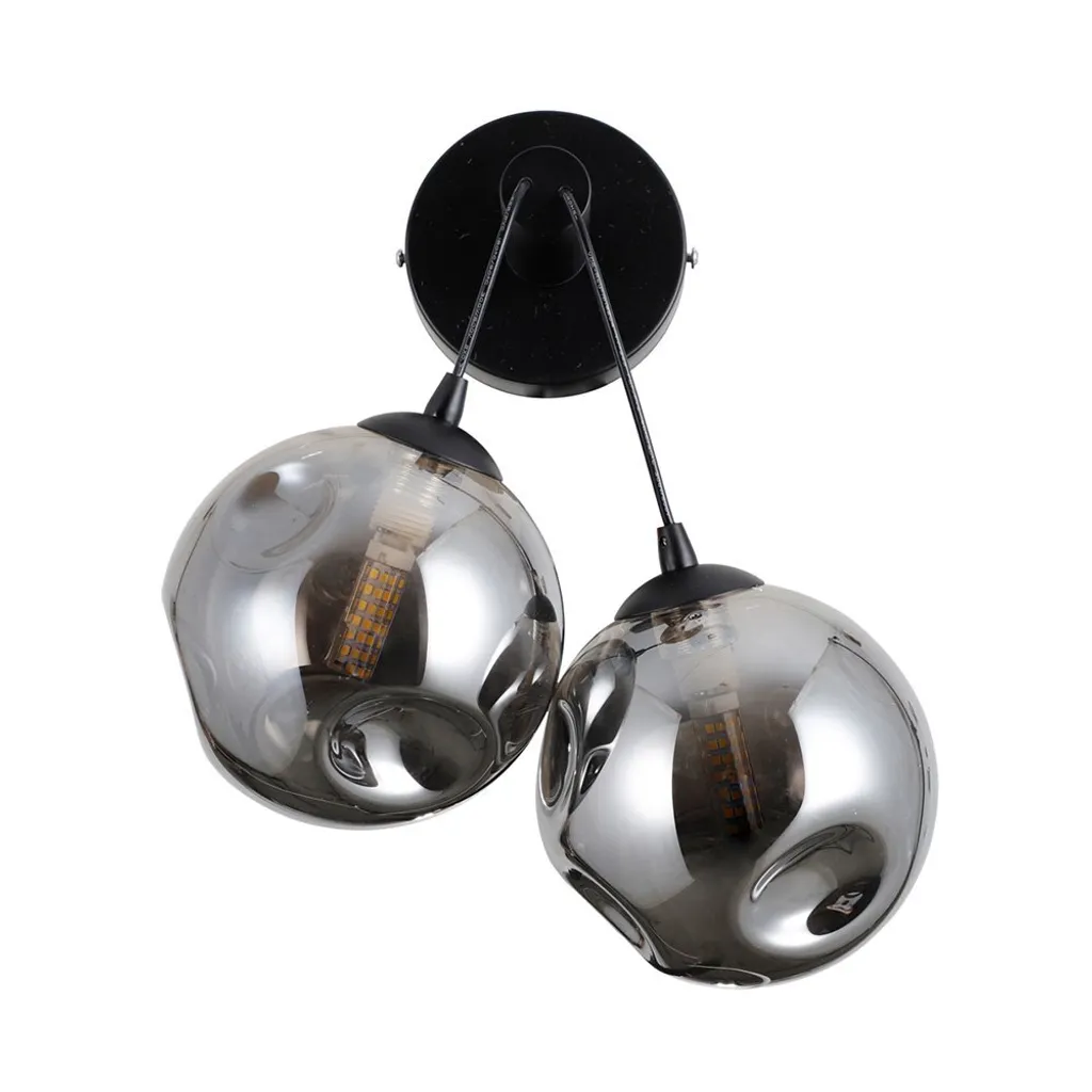 Applique Double Perlos Italux Noir 2 Lumières G9 pour Salon et Entrée