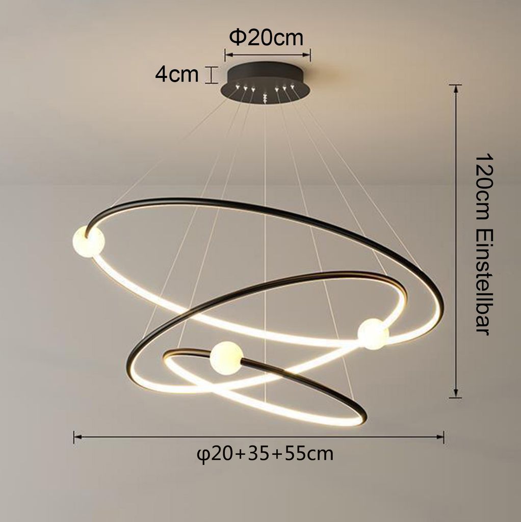 LED Pendelleuchten, Esszimmer Pendellampe,Kreative 3 Ringe Produktbild 9