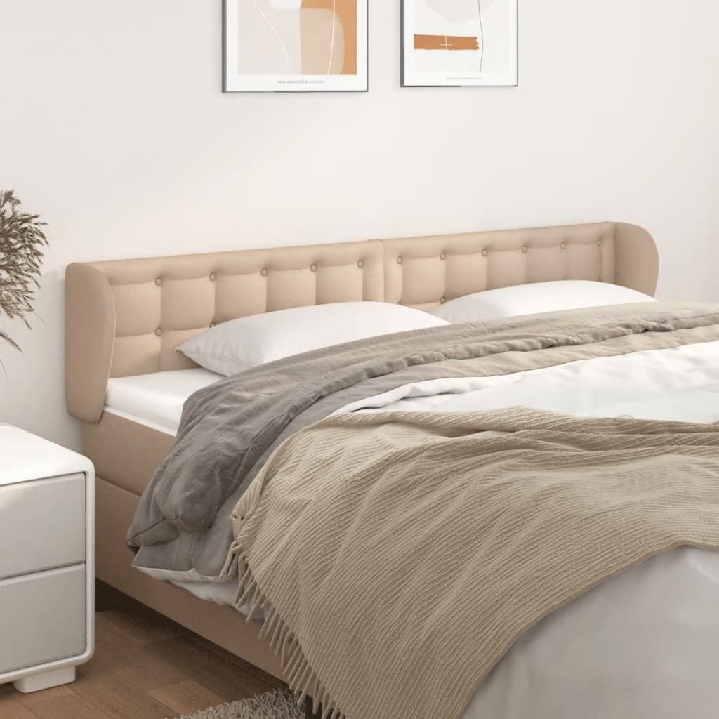 "im Angebot" Kopfteil mit Ohren - Bettkopfteil - Cappuccino-Braun 163x23x78/88 cm Kunstleder - Kopfteile A47