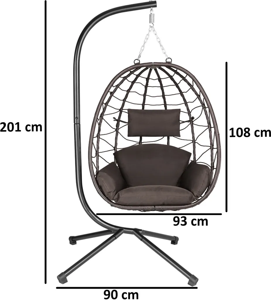 Fauteuil Suspendu Brun avec Support Stable - Balançoire Œuf Ergonomique