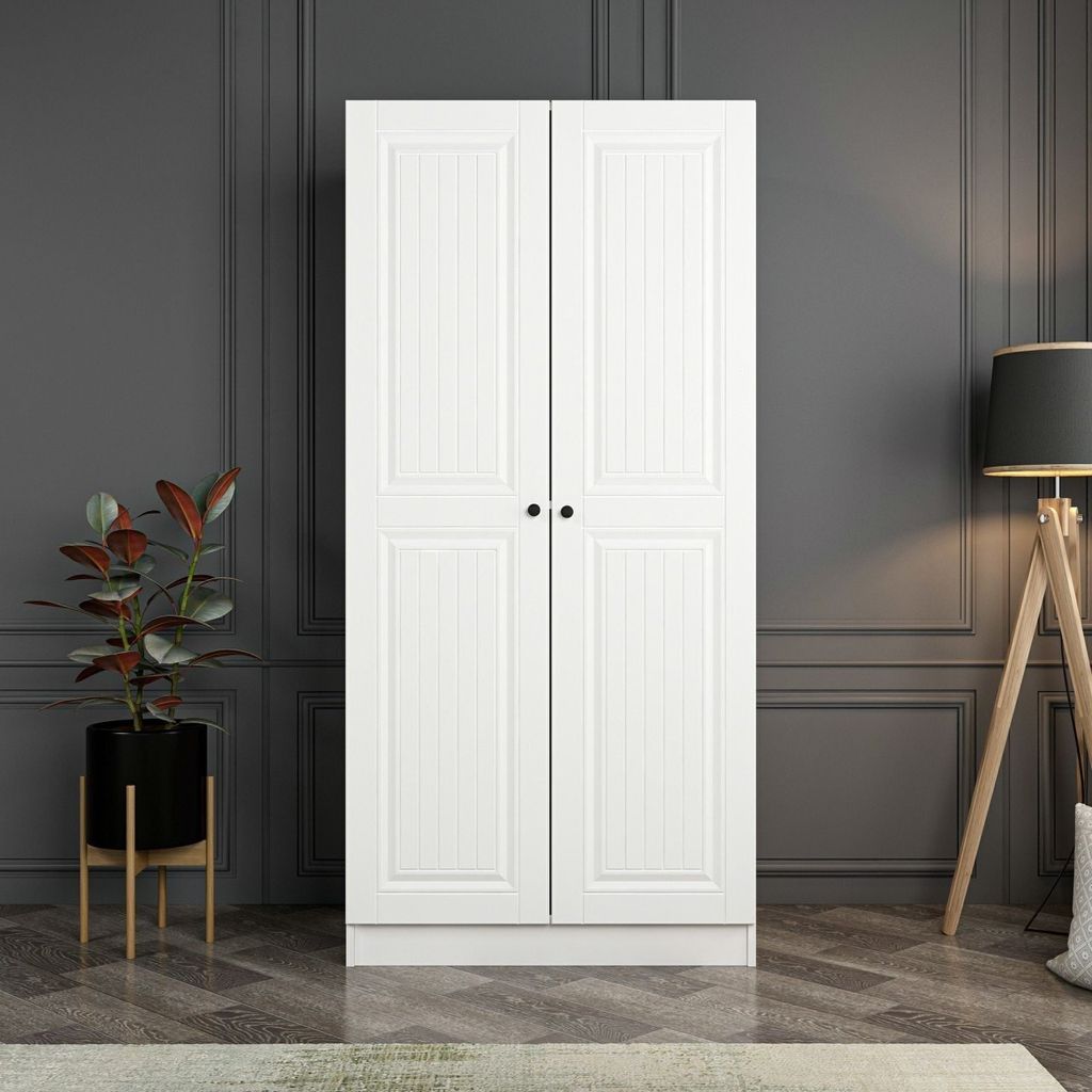 Skye Decor, Kale Membran White - 210, Kleiderschrank, Weiß, 100 % MELAMINBESCHICHTETE SPANPLATTEN, 90 x 52 x 210 cm