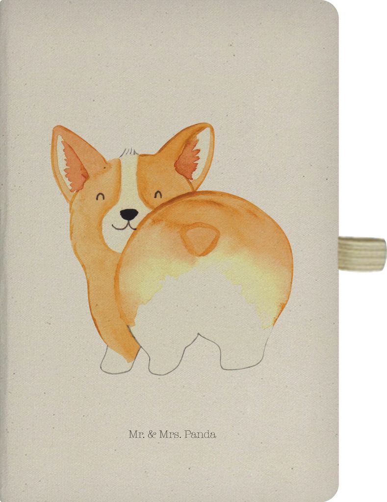 Mr. & Mrs. Panda Skizzenbuch Corgi Po - Transparent - Geschenk, Reisetagebuch, Sprüche, Kladde, Tagebuch, Notizbuch A5, Adressbuch, Hund, Corgie, ...