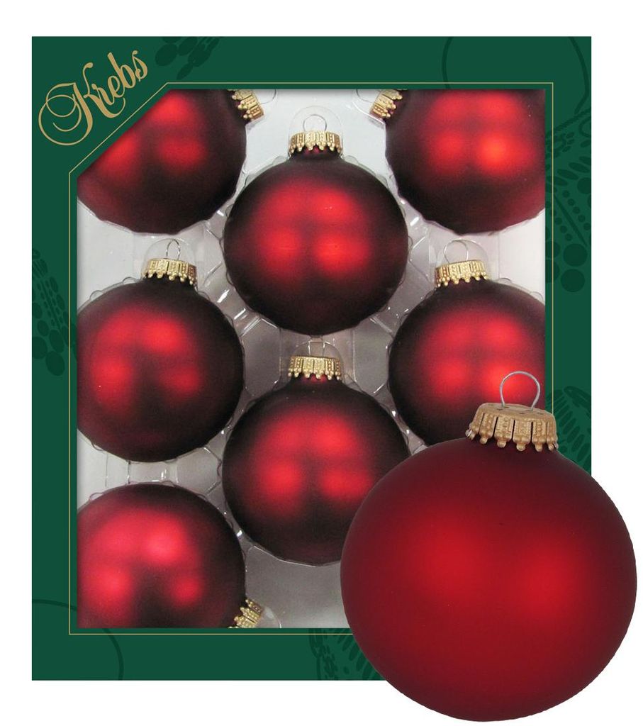 Krebs Glas Lauscha Uni Kugeln - Satin Rote Kugeln zum Produktbild 