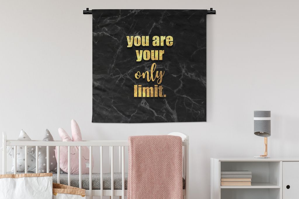 MuchoWow® Wandteppich Wandbehang Zitate - Motivation - Gold Produktbild 