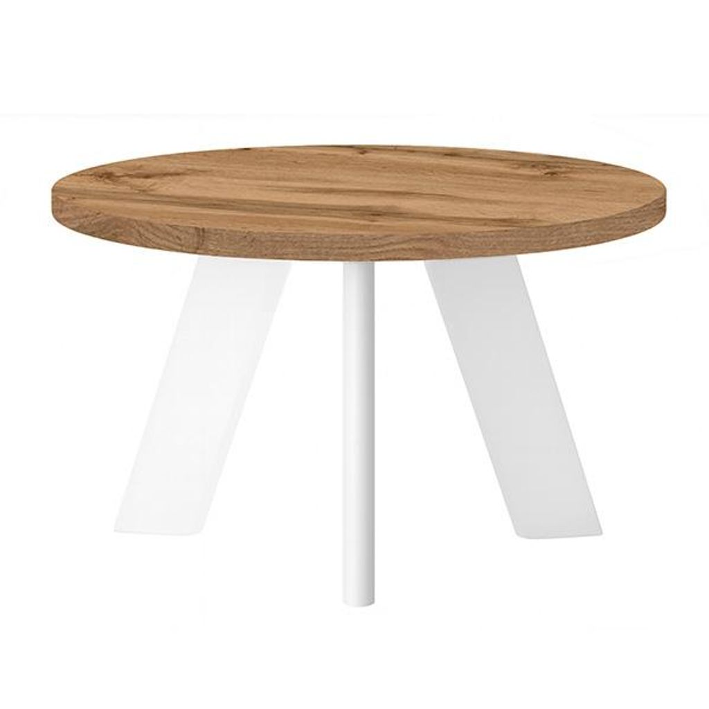 Couchtisch LEX Durchmesser 60 cm, Minimalistisch und zeitlos - Wotan / Weiß