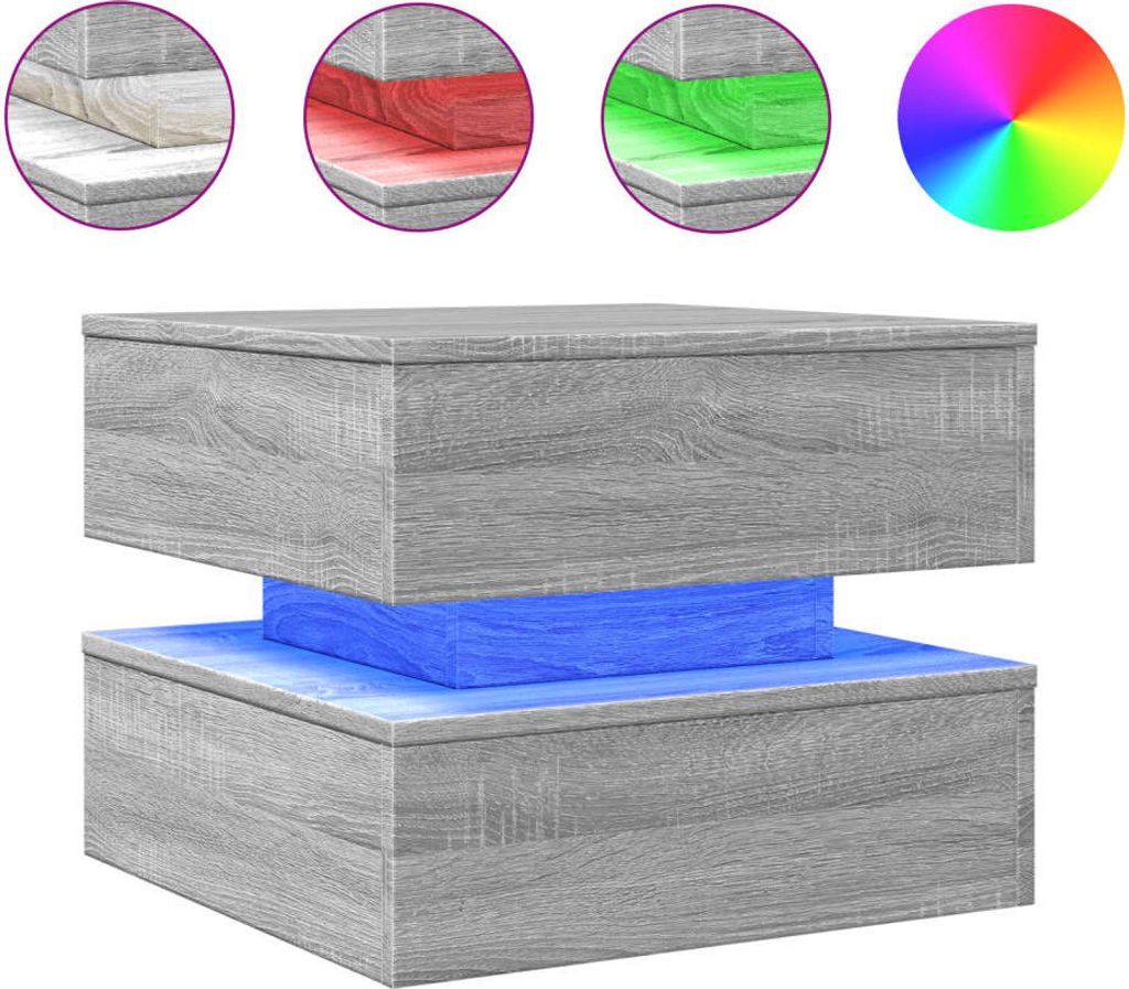 "im Sonderangebot"Satztische/Couchtisch elegantes Design - Wohnzimmertisch - mit LED-Leuchten Grau Sonoma 50x50x40cm - Couchtische DEMöbel876103