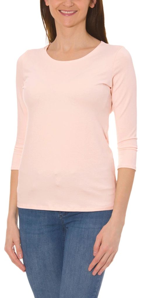 Alkato Damen Shirt 3/4 Arm mit Rundhals, Farbe: Puderrosa, Größe: XL