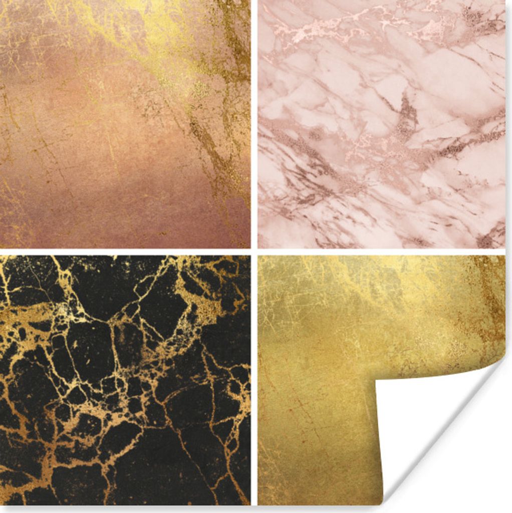 MuchoWow Poster Marmor - Rose - Gold 30x30 cm - Wandposter - Printing