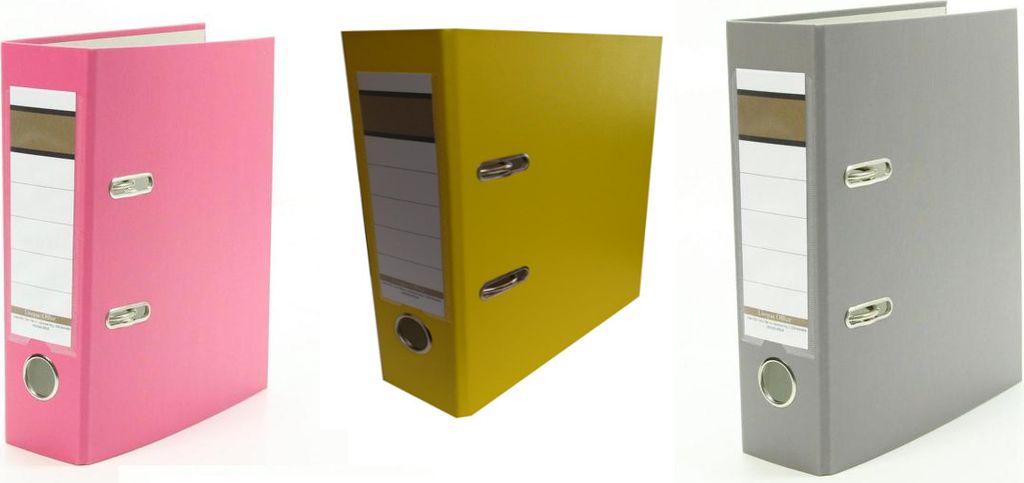 3x Ordner / DIN A5 / 75mm / Farbe: je 1x gelb, pink und grau