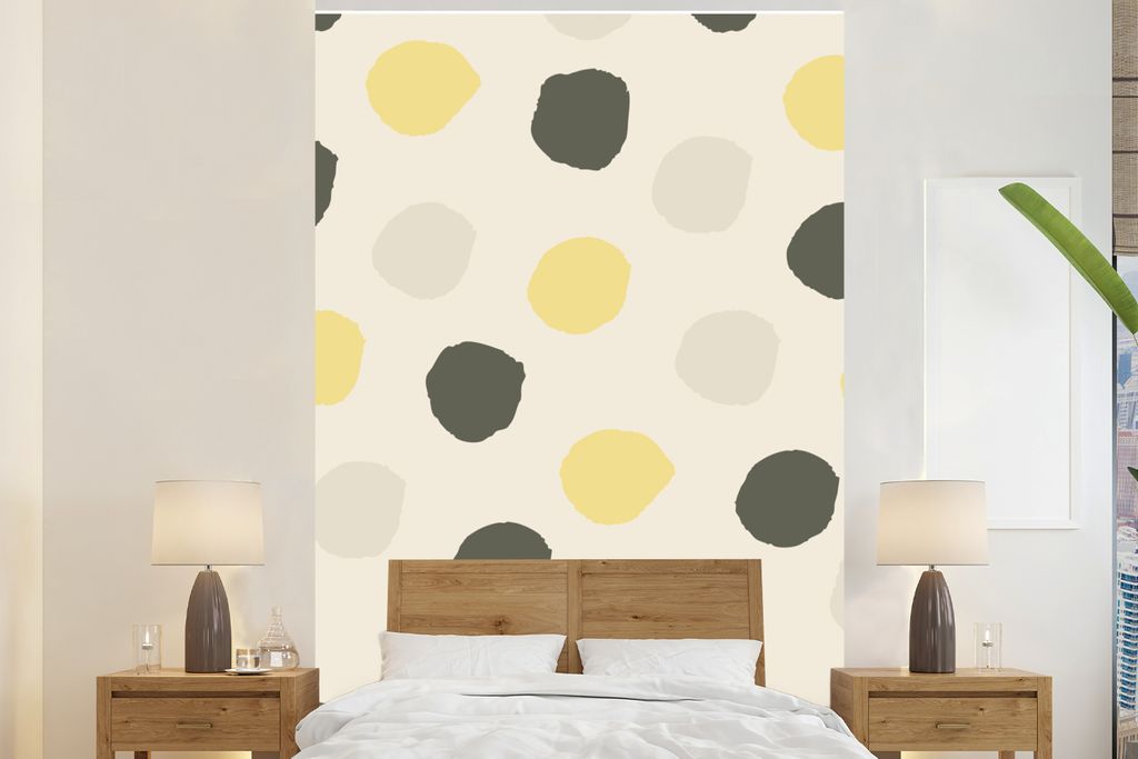 MuchoWow Fototapete für Wohnzimmer oder Schlafzimmer Wandtapete Vinyl Motivtapete Tupfen - Pastell - Muster - 195x300 cm - Das Hintergrundbild