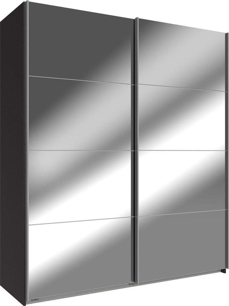 Schwebetürenschrank Kleiderschrank Easy Plus graphit spiegel 180x65x210cm