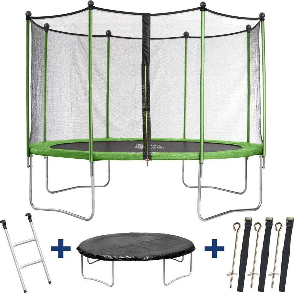 Trampoline Familial 4.25m Yoopi 2 Idéal Enfant avec Filet et Échelle