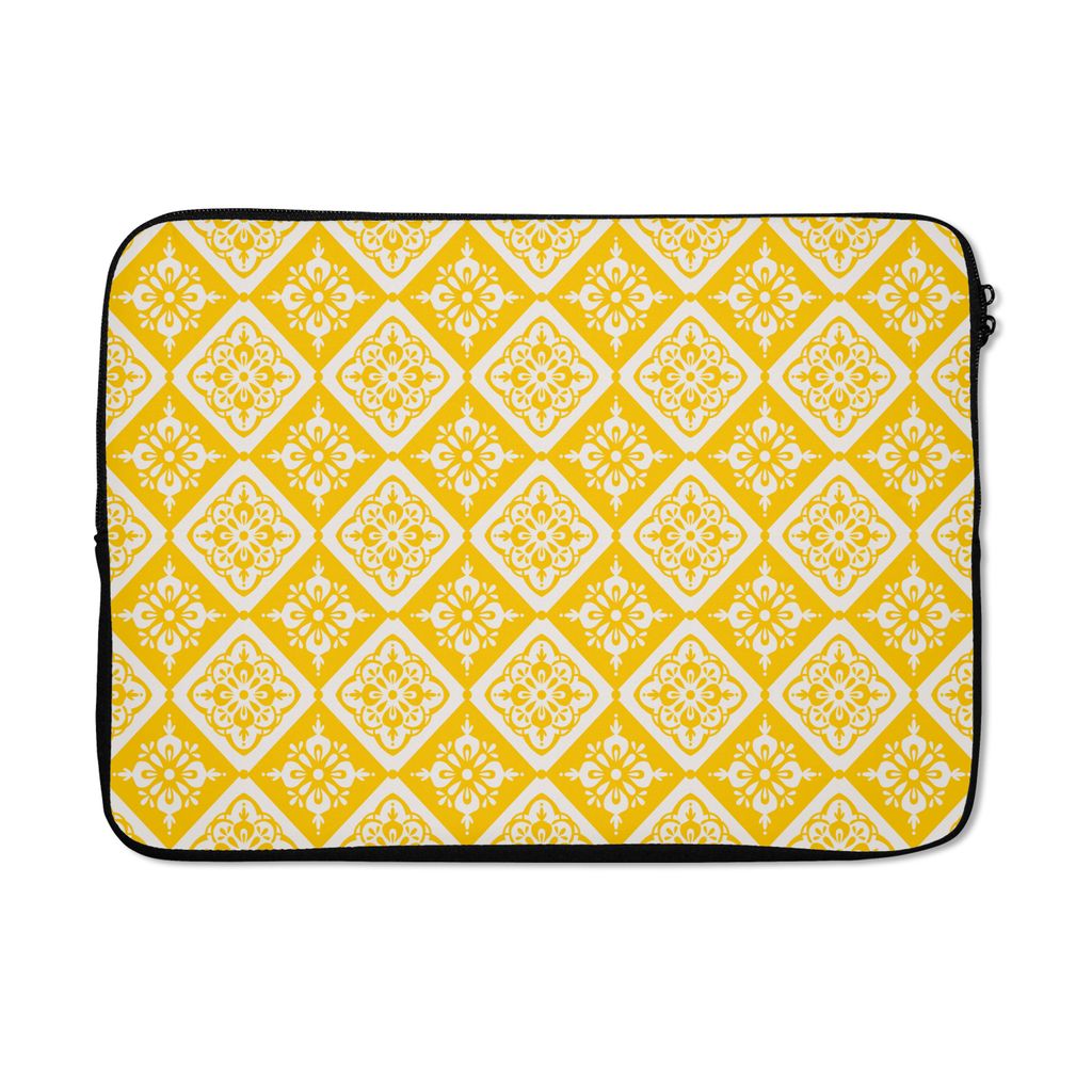 MuchoWow Laptop Hülle 14 ZollMosaik - Vintage - Gelb - Muster Laptoptasche - Laptoptasche - Stoßsicher - Schutzhaube