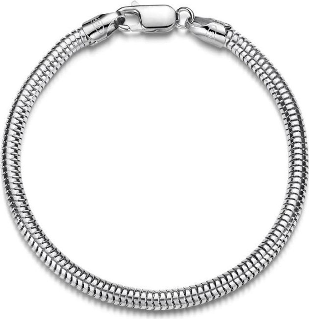 SILBERKETTEN STORE Schlangenkette Armband 4mm - 925 Silber, Länge wählbar von 16-25cm - 17cm