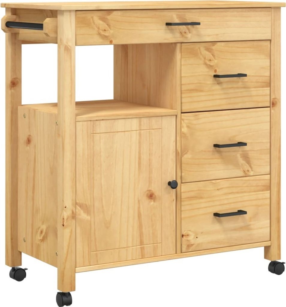 Carrello da cucina MONZA 84x40x90 cm in legno di pino Immagine del prodotto 