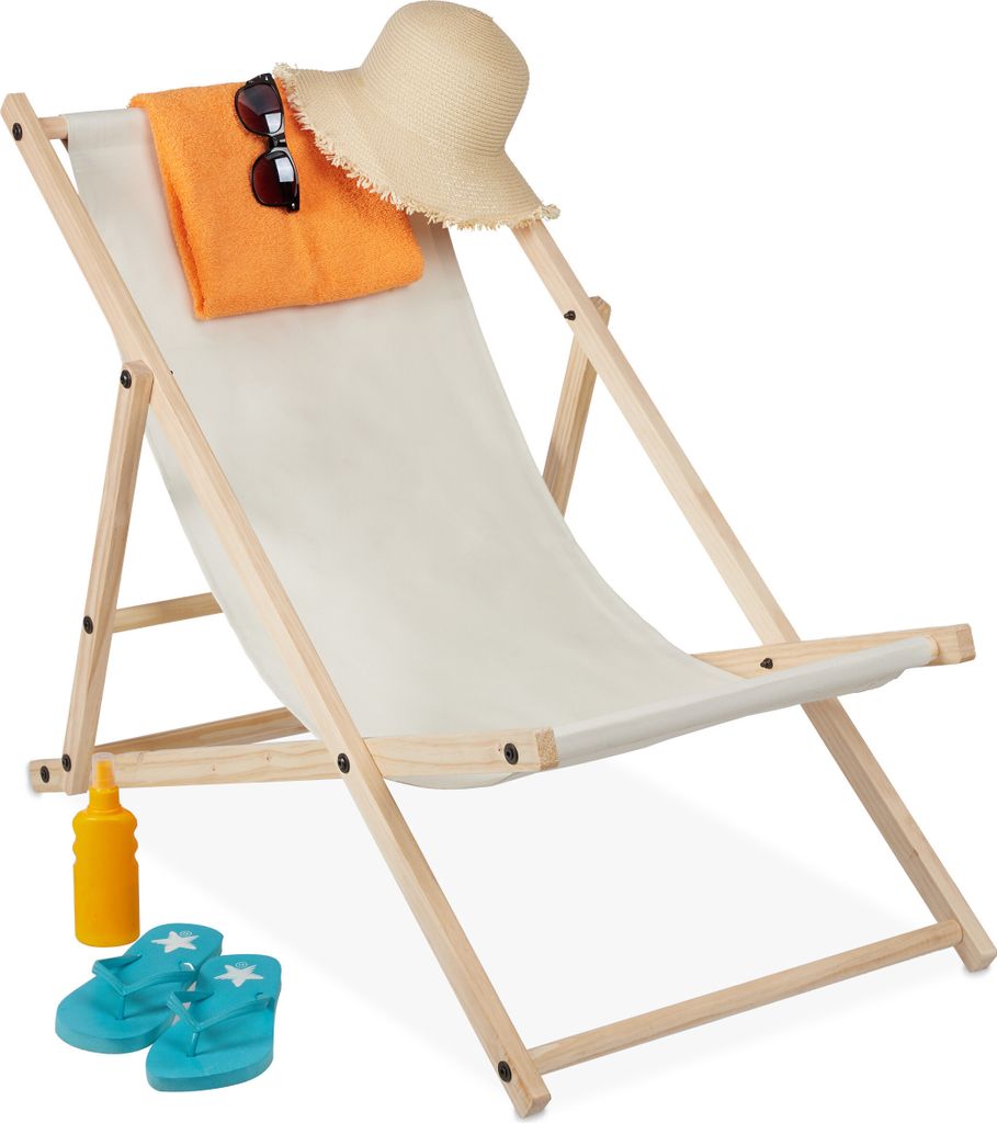 relaxdays Liegestuhl Holz klappbar