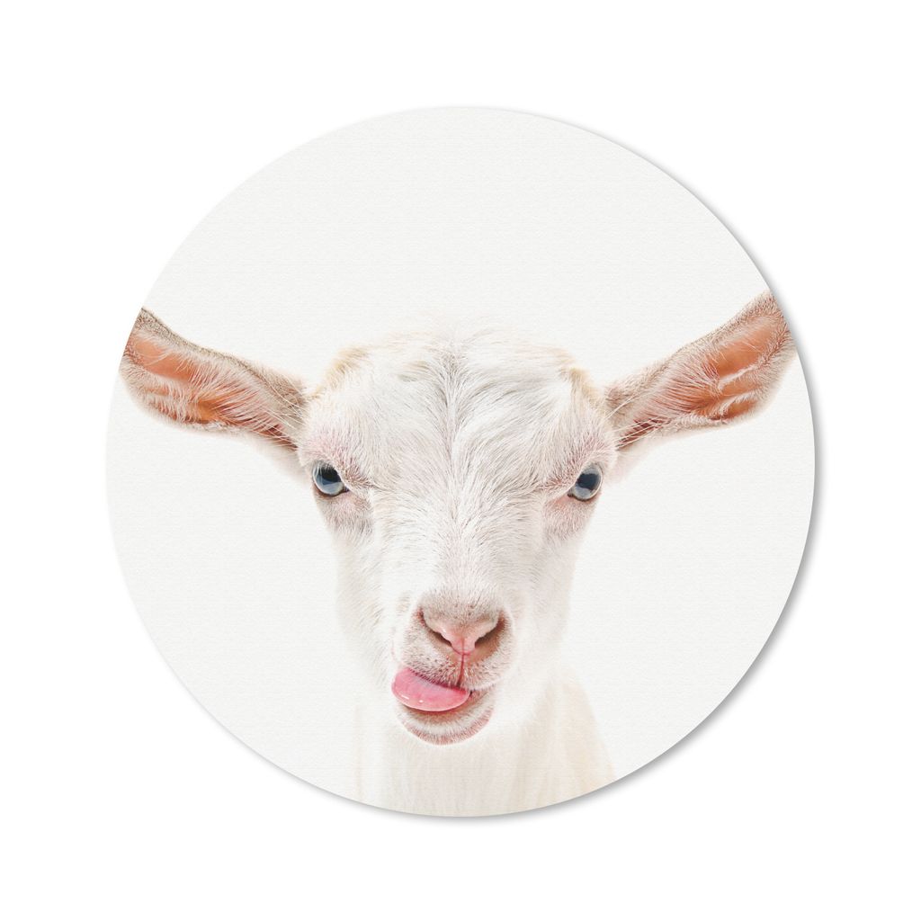 MuchoWow Mauspad Mousepad Ziege - Porträt - Junge - Mädchen - Kinder - Weiß 20x20 cm - Mousepads - Maus Mat - Pad - Mausunterlage - Schreibtis...