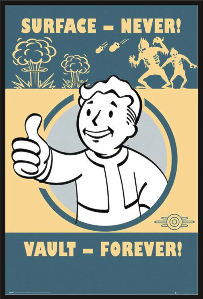Poster Encadré Fallout 4 Vault Forever Décoration Murale Gaming 61x91 cm