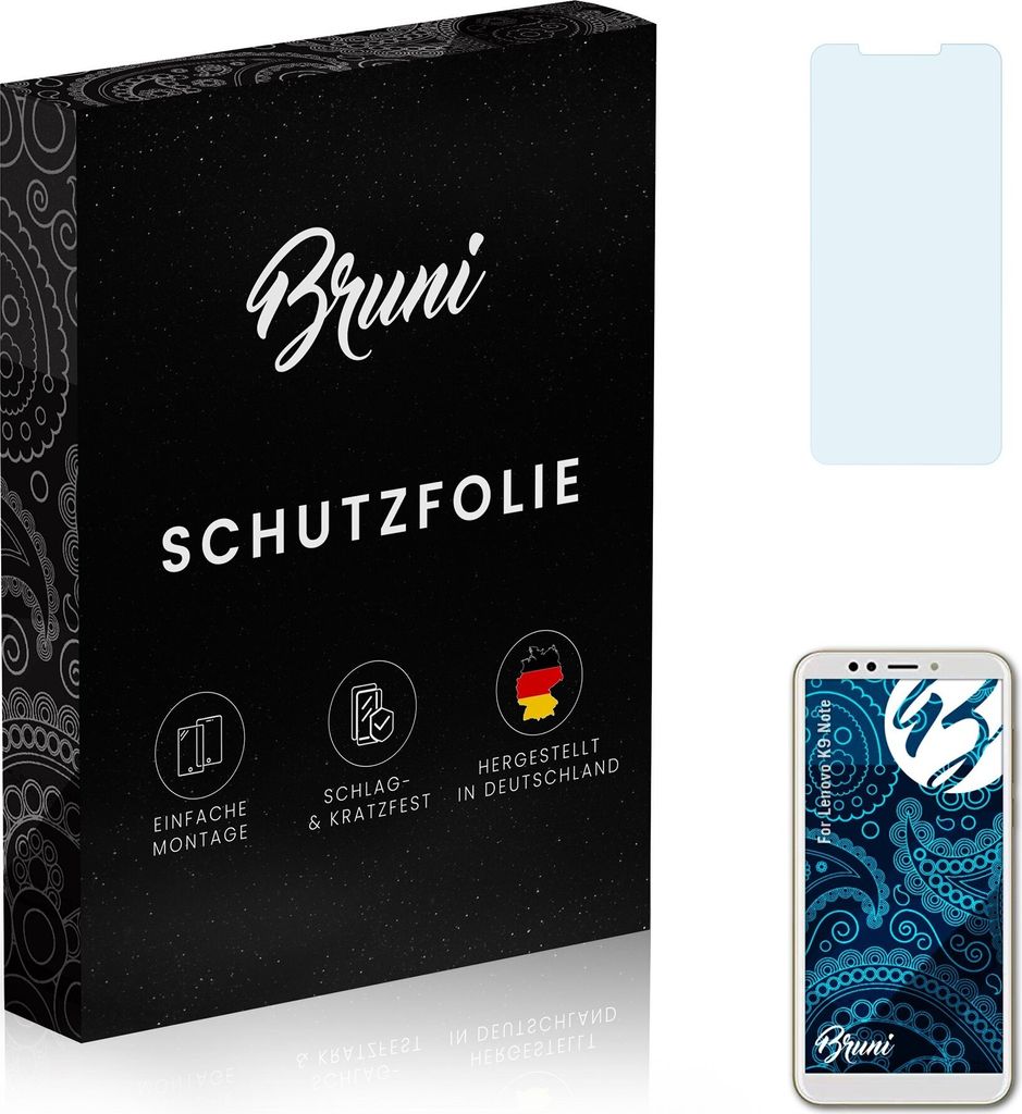 Bruni Basics-Clear 2x Schutzfolie kompatibel mit Lenovo K9 Note Folie