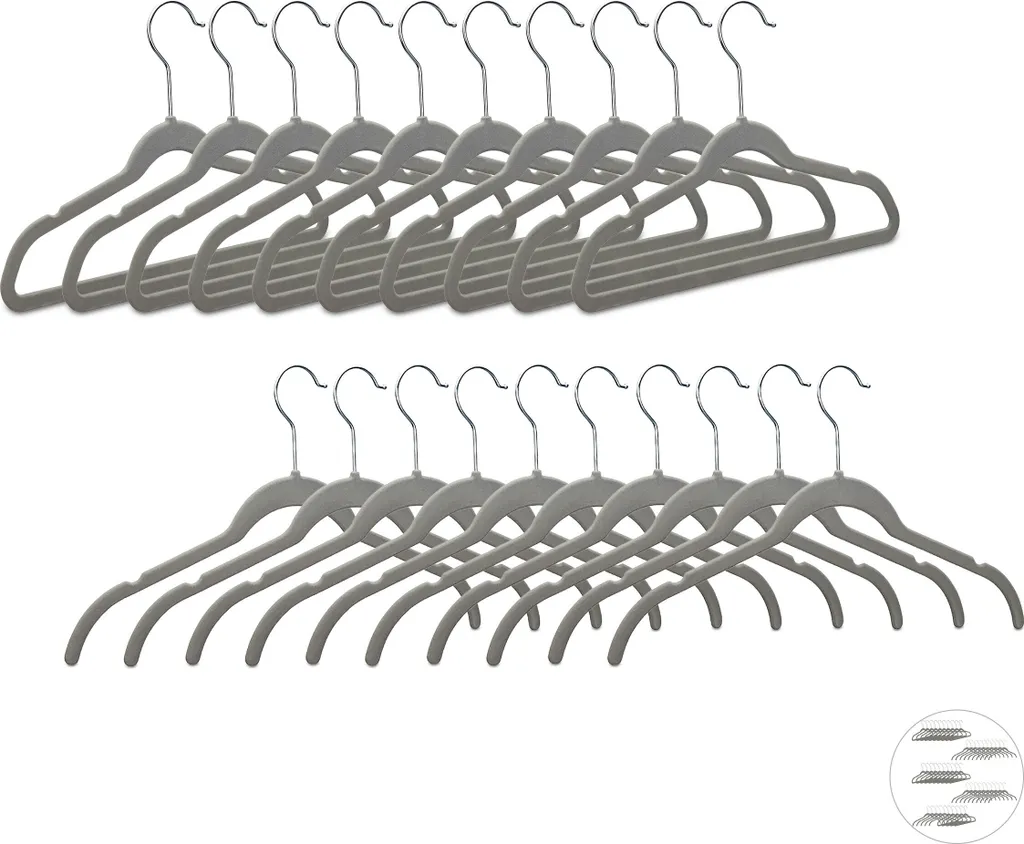 40 Stampelle Velluto Grigio Relaxdays: Stop ai Vestiti che Cadono!