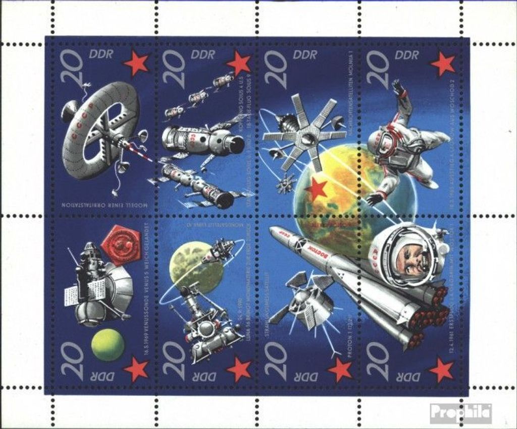 Briefmarken DDR 1971 Mi 1636-1643 Kleinbogen (kompl.Ausg.) postfrisch 10 Jahre bemannte Weltraumflüge