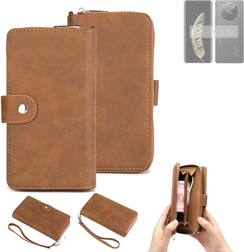 K-S-Trade Handyhülle Schutzhülle kompatibel mit General Mobile GM Phoenix 5G & Portemonnee Tasche Handytasche Case Etui Geldbörse Wallet braun (1x)