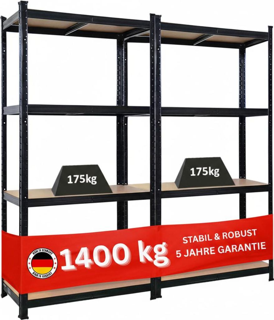 Mega Deal 2x Kellerregal GORILLA | HxBxT 160x80x40cm | Produktbild 