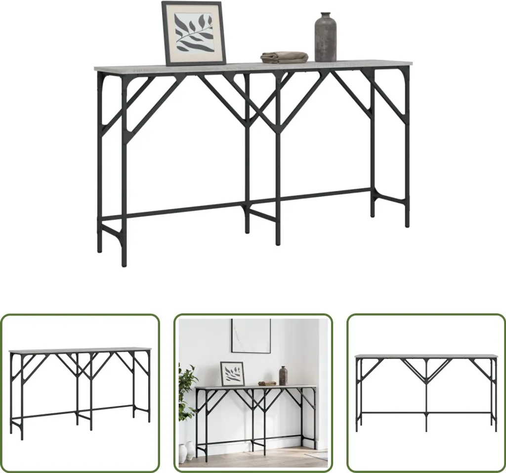 Consolle The Living Store Grigia Sonoma 140x29x75 cm Materiale Legno