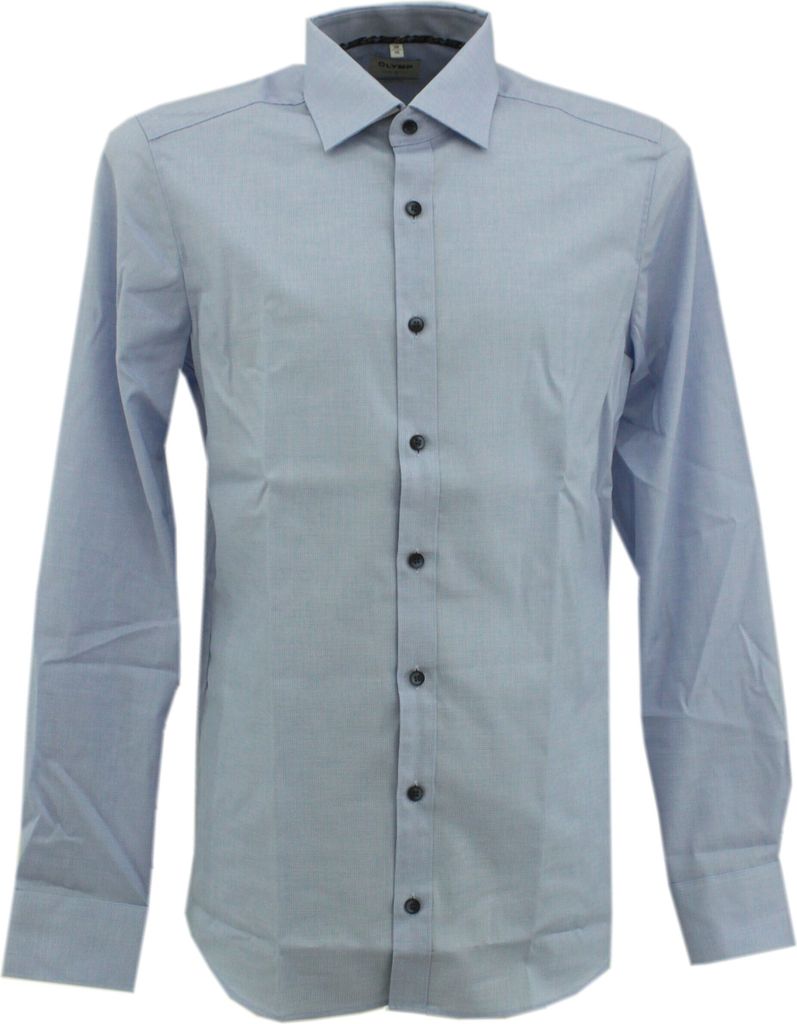 30049 Olymp, Level 5 Five, Herren langarm Hemd, Popelinestretch, lightblue blau meliert, 37
