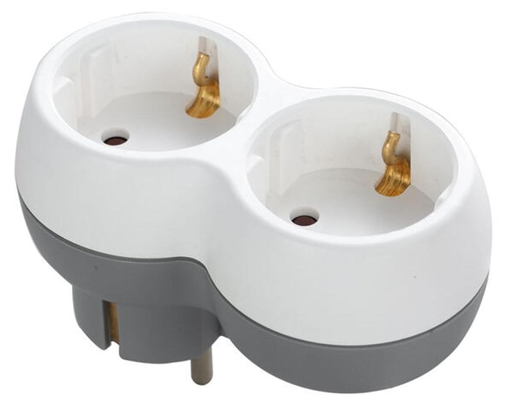 Technik Steckdosenadapter 2-fach horizontal Weiß 3 Stück Produktbild 