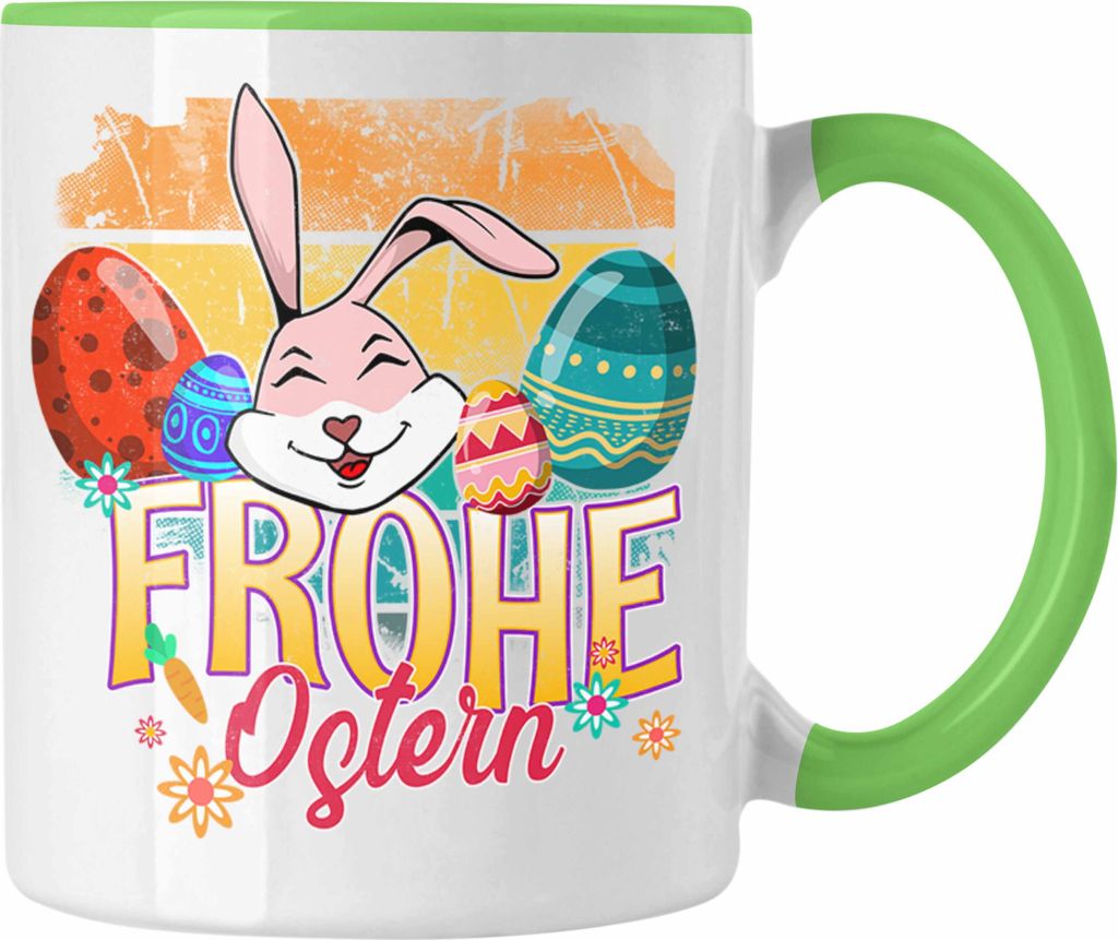 Trendation - Tasse Ostern Ostergeschenke Kinder Jugendliche Geschenke Lustige Grafik Osterhase Osterei Frohe Ostern Lustig (Grün)