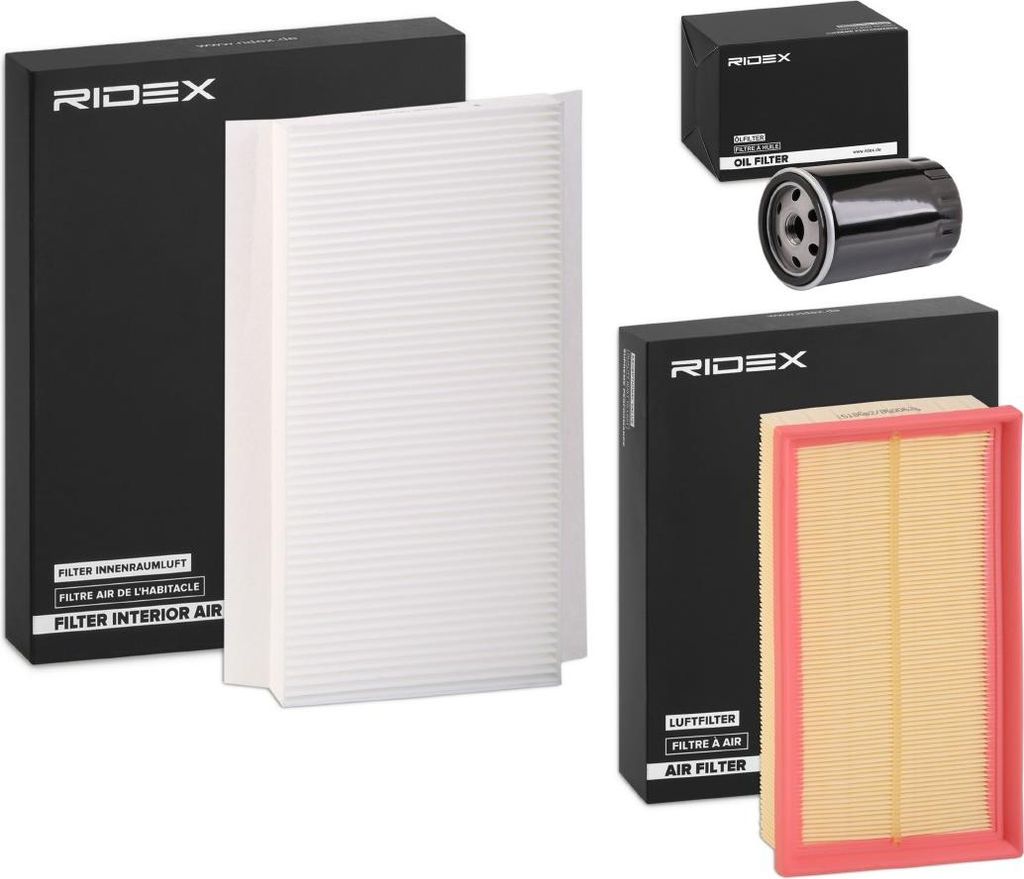 RIDEX Filterset Inspektionspaket Filtersatz für VW Golf IV Schrägheck (1J1) Golf V Schrägheck (1K1) SHARAN (7N1, 7N2) für FORD Focus II Schräg...