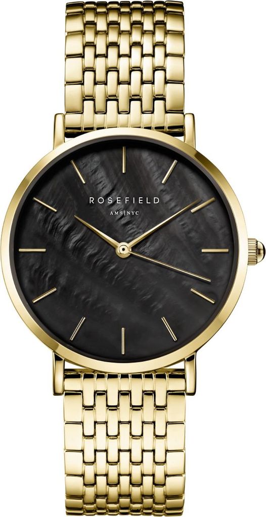 Rosefield Upper East Side Schwarzgold Damen Quarzuhr Produktbild 