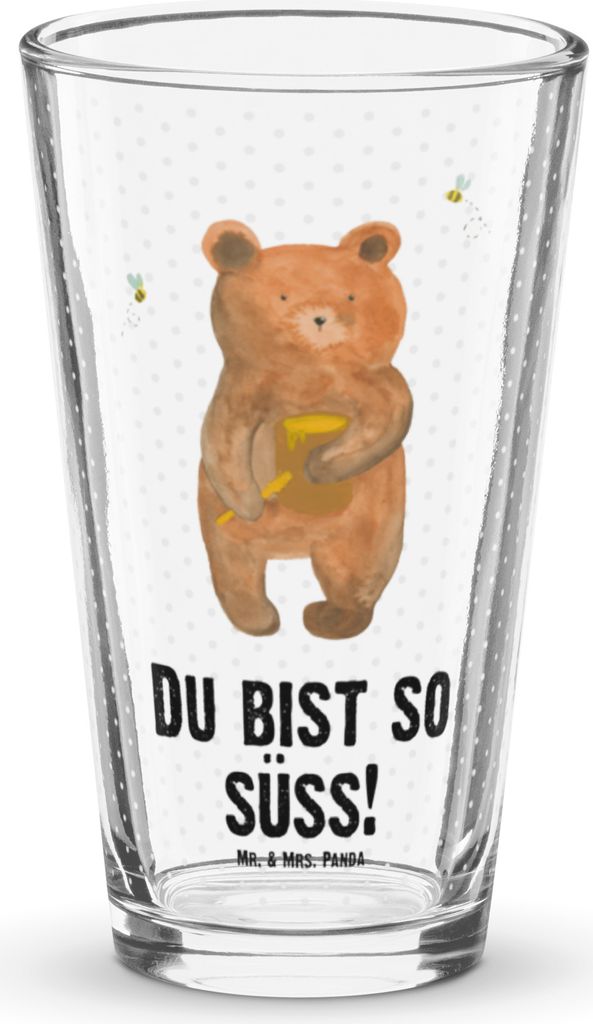 Mr. & Mrs. Panda Glas Bär Honig - Transparent - Geschenk, Partner, Longdrinkglas, Tumbler, Cocktailglas, Trinkglas, Teddy, Freund, Liebe, Wasserglas