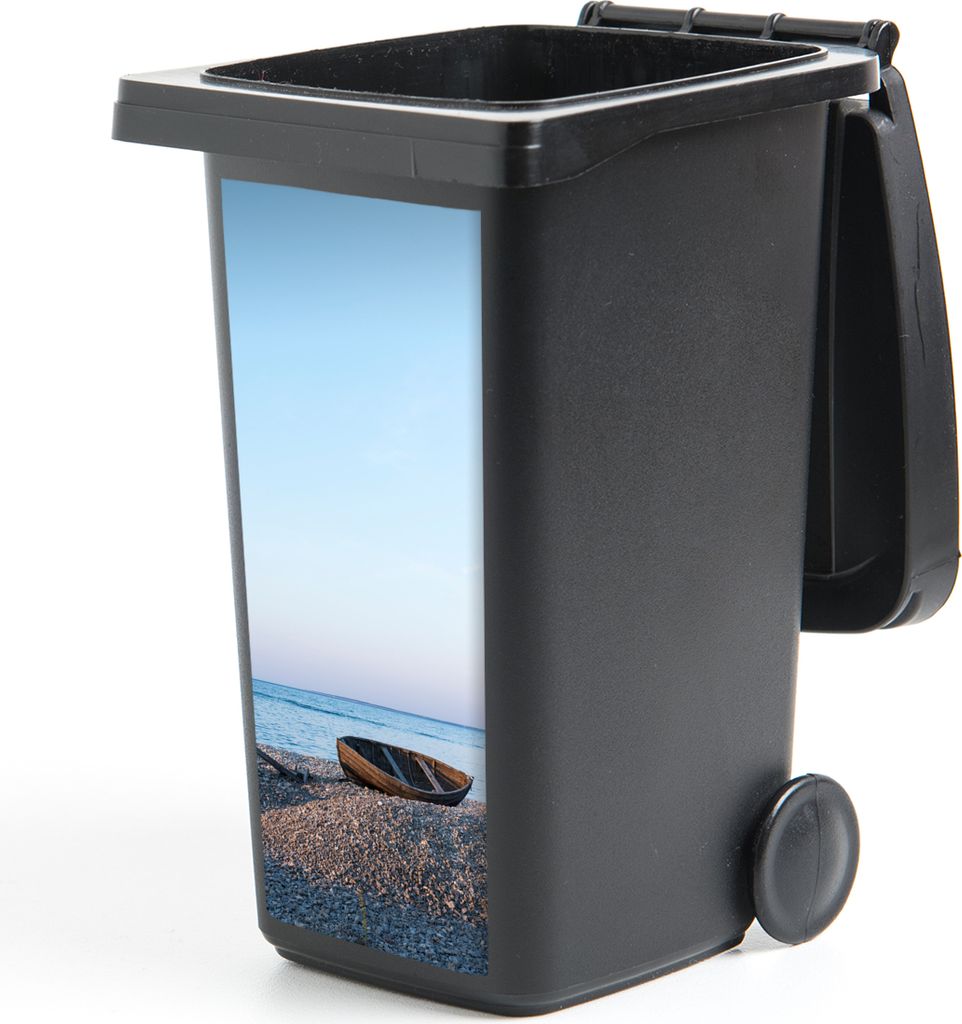 MuchoWow Mülltonnenaufkleber Strand - Boot - Meer 38x80 cm - Behälteraufkleber - Mülleimer-Aufkleber - Container-Aufkleber