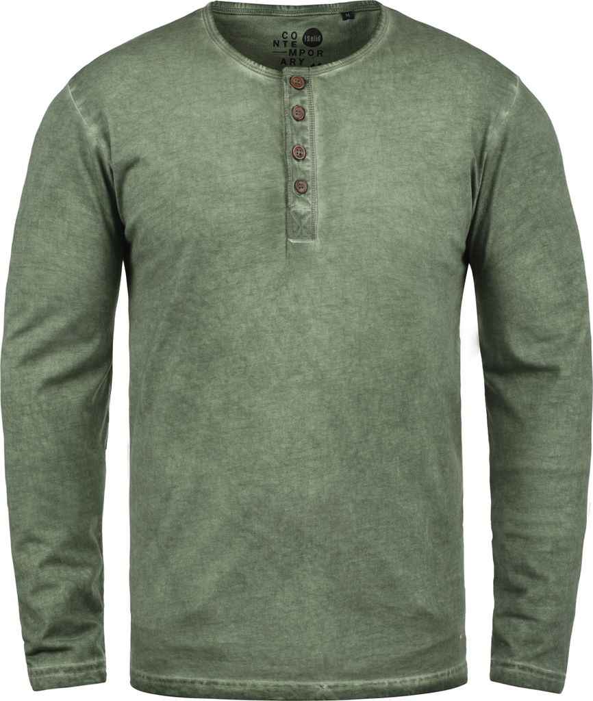 Solid SDTimur Herren Longsleeve Langarmshirt Shirt mit Grandad-Ausschnitt 100% Baumwolle Regular fit