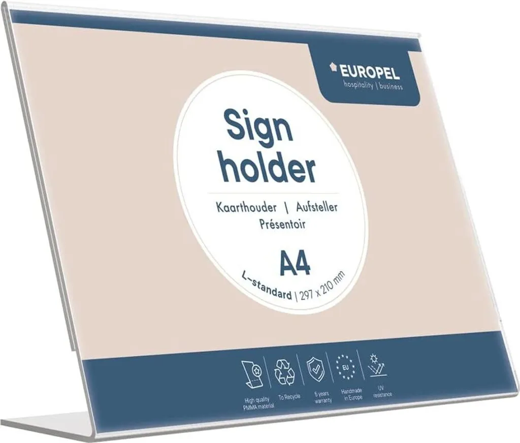 Supporto Acrilico A4 Europel 350001: Eleganza per Reception e Desk
