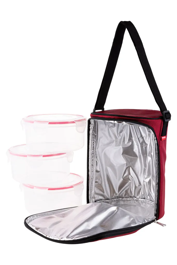 Set 3 Contenitori Tescoma Freshbox 1.5L Bordeaux: Lunch Box Ermetico - 5