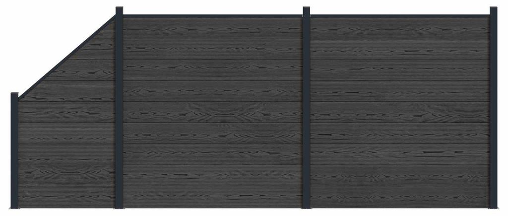 Möbel Zaunelement 3 pcs WPC und Aluminium Schwarz - Metallzäune CC1002