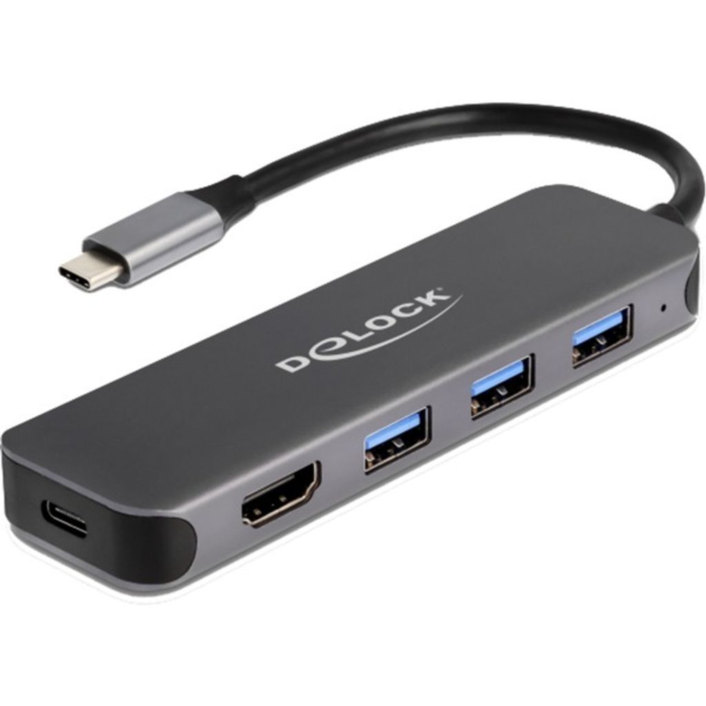 DELOCK 3 Port USB Hub und 4K HDMI Ausgang mit USB Type-C