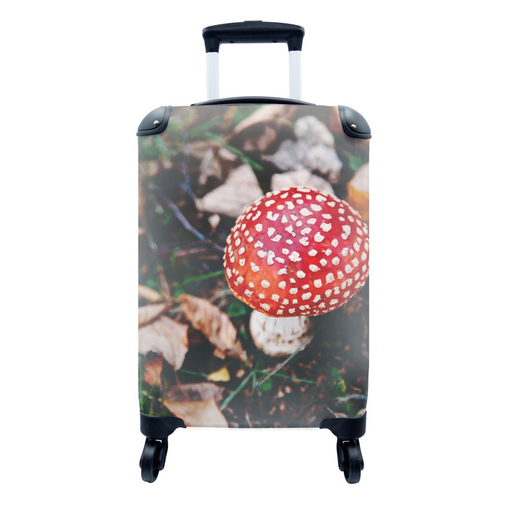 MuchoWow Koffer Handgepäck Trolley Rollkoffer Kleine Reisekoffer mit 4 Rollen - Herbst - Pilz - Blätter - Natur - Cabin Size < 55x40x23 cm & 55...