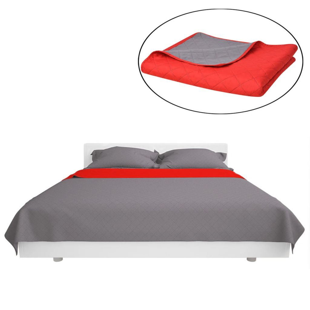 vidaXL Dwustronna narzuta pikowana czerwono-szara 220x240 Zdjęcie produktu 