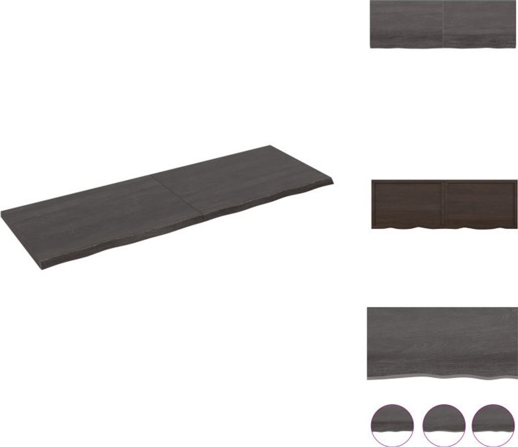 vidaXL Wandregal Dunkelgrau 180x60x(2-4) cm Massivholz Eiche Behandelt - Wandregale